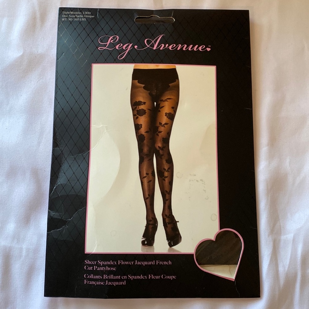 Sheer Spandex Flower Jacquard French Cut Pantyhose